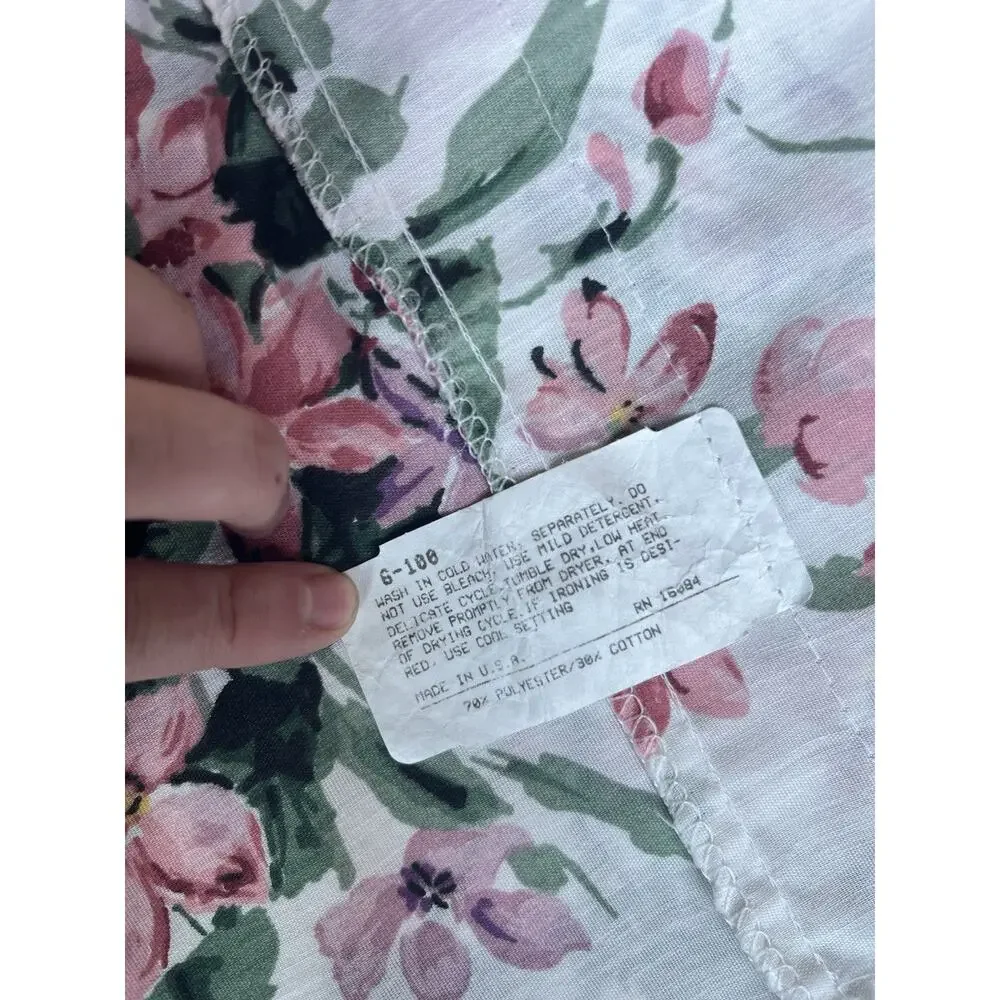 Floral Cottage Curtain Valance Pillow Pink Green Ruffled Shabby Chic Handmade